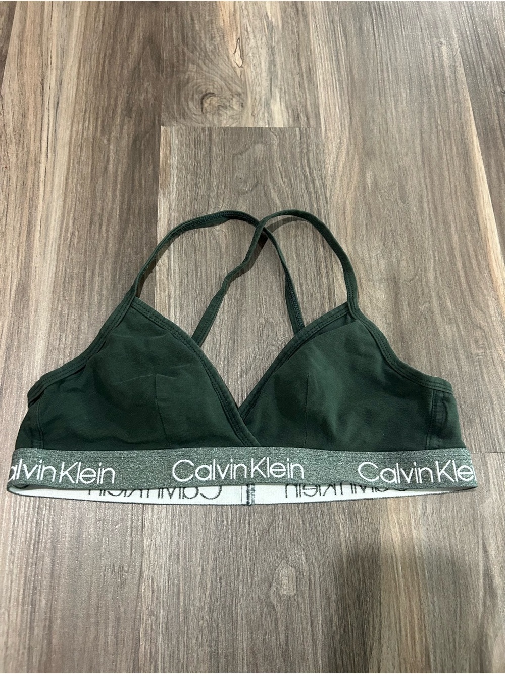 Calvin Klein Dark Green Logo Band Bralette